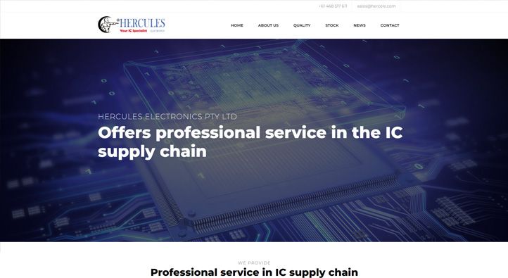 HERCULES ELECTRONICS PTY LTD首頁第一屏截圖