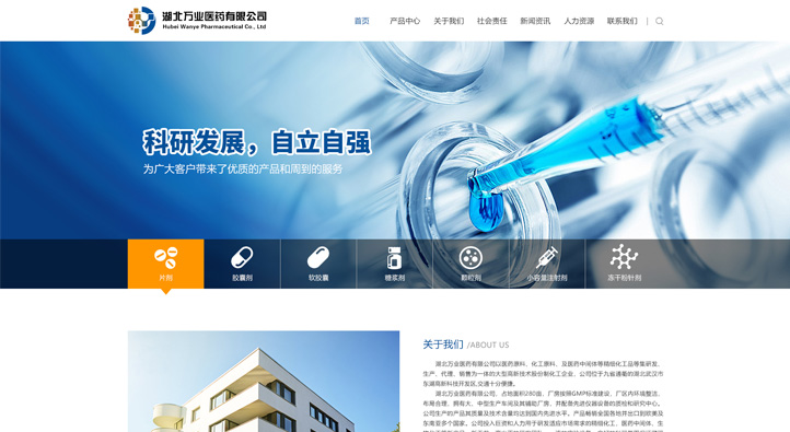 湖北萬業醫藥有限公司首頁第一屏截圖
